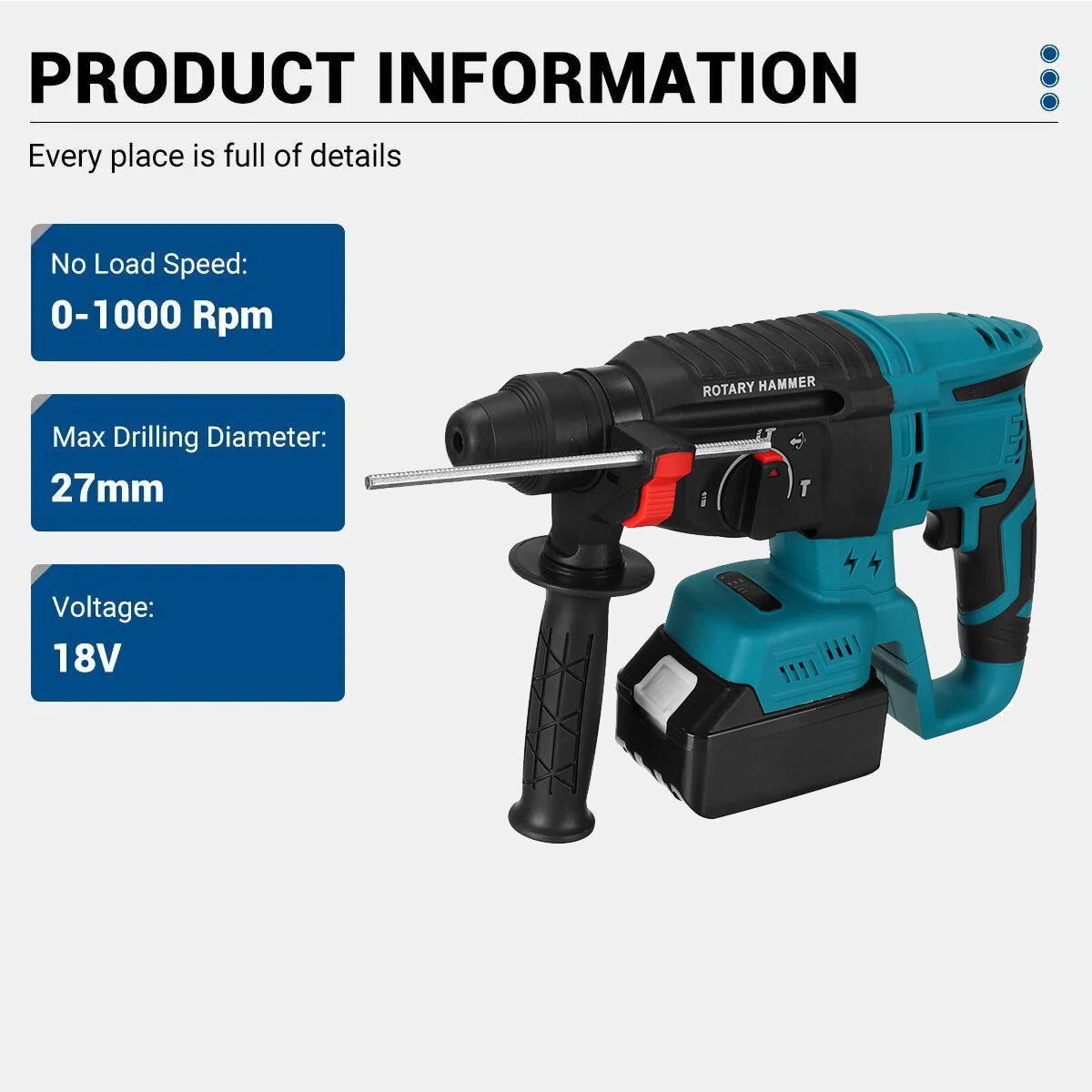 Kit combinato di strumenti multifunzionali Drillpro con chiave elettrica da 800N.m, smerigliatrice angolare da 125 mm, trapano elettrico ad alta velocità e martello rotativo a quattro funzioni