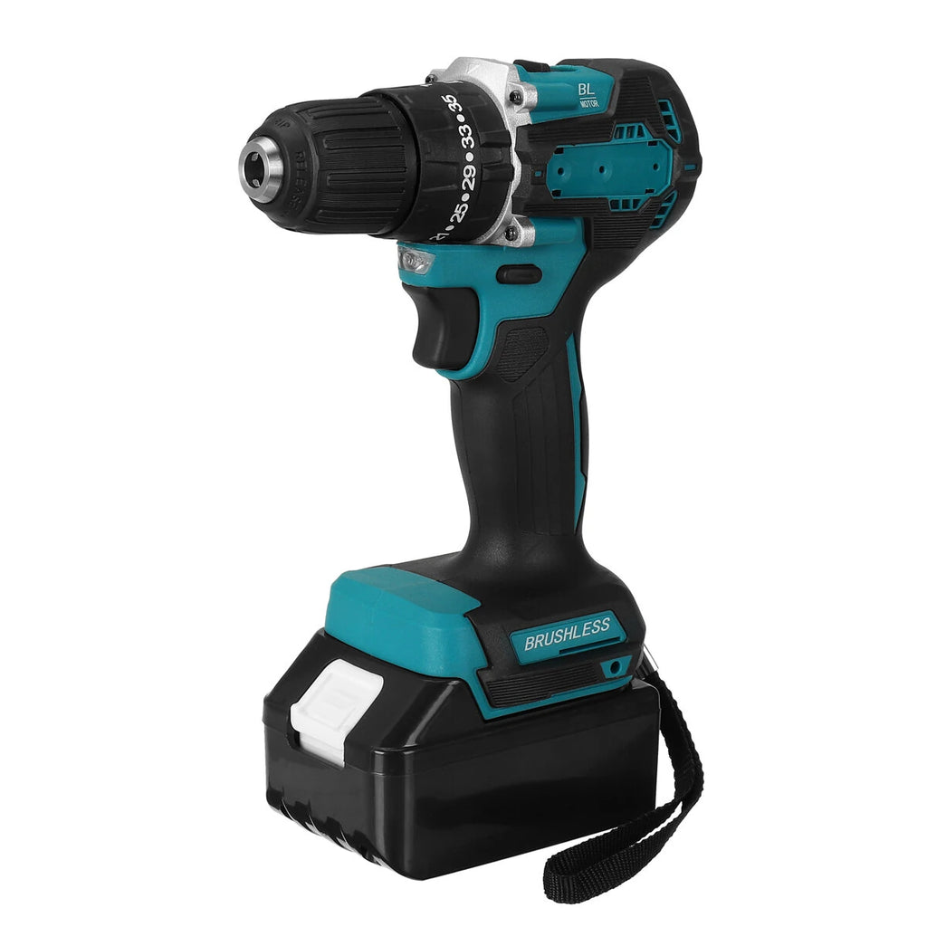 Kit combinato di strumenti multifunzionali Drillpro con chiave elettrica da 800N.m, smerigliatrice angolare da 125 mm, trapano elettrico ad alta velocità e martello rotativo a quattro funzioni