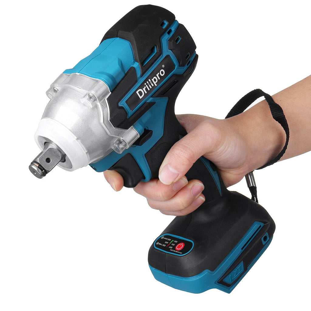 Clé à chocs sans fil Drillpro 18V 0-3200 tr/min avec moteur sans balais et lumière LED, clé électrique adaptée pour Makita DTW285Z